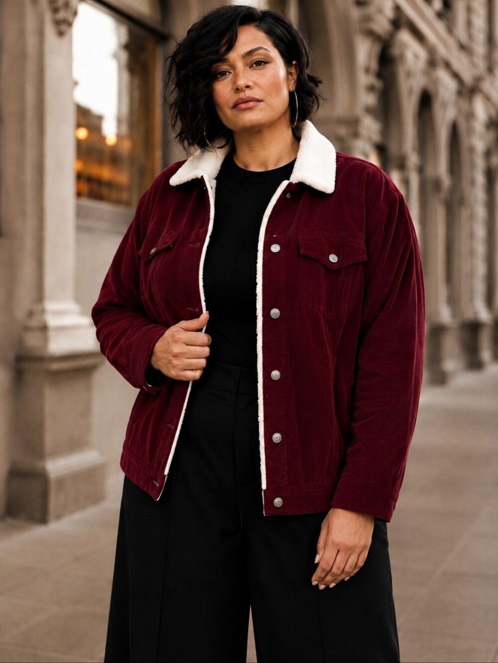 Torrid Rhubarb Corduroy Sherpa Collar Jacket Plus NWT